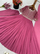 Blush Pink Sequins Work Anarkali Gown Suit Set - BONYHUBSALWAR KAMEEZ