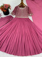Blush Pink Sequins Work Anarkali Gown Suit Set - BONYHUBSALWAR KAMEEZ