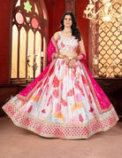 Blush Pink & White Elegance Floral Lehenga Choli Set - BONYHUBSALWAR KAMEEZ