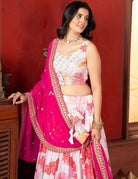 Blush Pink & White Elegance Floral Lehenga Choli Set - BONYHUBSALWAR KAMEEZ
