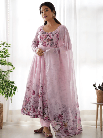 Bollywood Organza Silk Anarkali Suit Set of 3 - BONYHUBSALWAR KAMEEZ
