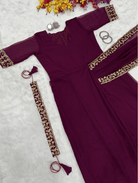Burgandy 10 Second Saree Gown Readymade Sari UK Net Day - BONYHUBSAREE