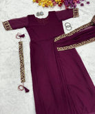 Burgandy 10 Second Saree Gown Readymade Sari UK Net Day - BONYHUBSAREE