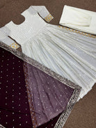 Burgandy Anarkali Gold Embroidery Gown Set of 3 UK Next Day - BONYHUBSALWAR KAMEEZ