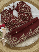 Burgandy Designer Sari Free Stitched Blouse Readytowear - BONYHUBSAREE