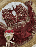 Burgandy Designer Sari Free Stitched Blouse Readytowear - BONYHUBSAREE