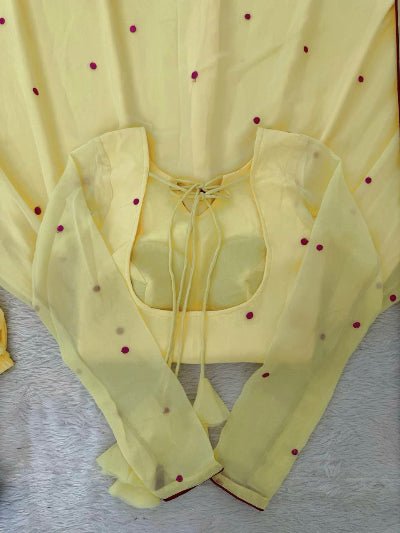 Butter Yellow Georgette Embroidered Anarkali Suit for Women - BONYHUBSALWAR KAMEEZ
