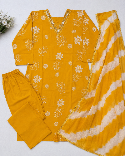 Plus Size Mustard Rayon Straight Salwar Suit