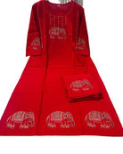 Red Jaipuri Handblock Print Cotton Kurti Pant Set Of 2 - BONYHUBSALWAR KAMEEZ