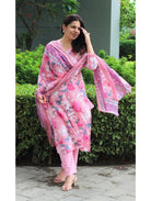 Candy Pink Hand Work Printed Salwar Suit (Set of 3) - BONYHUBSALWAR KAMEEZ