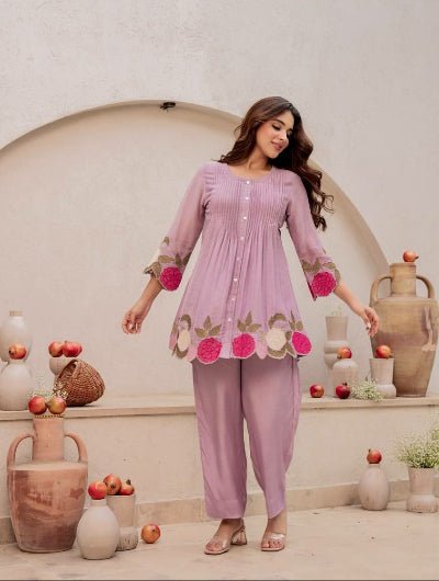 Chanderi Silk Embroidered Kurta Pant Set- 2 Colours - BONYHUBSALWAR KAMEEZ