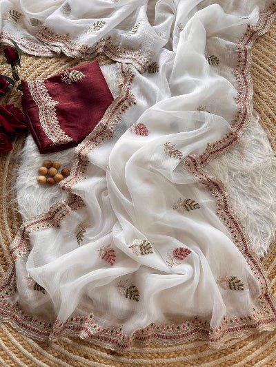 Chiffon Sari with Unstitched Blouse - BONYHUBSAREE