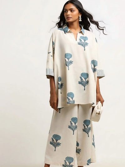 Classy Off White Cotton Co-Ord Set Of 2 - BONYHUBSALWAR KAMEEZ