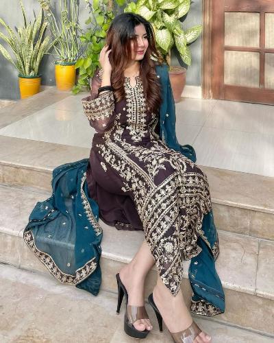 Coffee Brown Ethnic Heavy Salwar Suit UK Next Day - BONYHUBSALWAR KAMEEZ