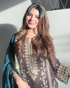 Coffee Brown Ethnic Heavy Salwar Suit UK Next Day - BONYHUBSALWAR KAMEEZ
