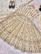 Cream Designer Anarkali Suit Set in Pure Chinon Silk - BONYHUBSALWAR KAMEEZ