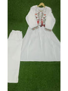 Cream Designer Kurti and Pant (Set of 2) - BONYHUBSALWAR KAMEEZ