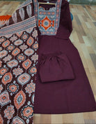 Burgandy Cotton Jaipuri Printed Straight Suit Set - BONYHUBSALWAR KAMEEZ