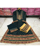 Dark Green Rayon Embroidered Salwar Suit (Set of 3) - BONYHUBSALWAR KAMEEZ