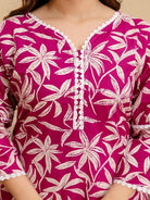 Dark Pink Jaipuri Printed Cotton Kurti Pant Set Of 2 - BONYHUBSALWAR KAMEEZ