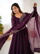 Dark Purple Festive Flair Anarkali Suit Set - BONYHUBSALWAR KAMEEZ