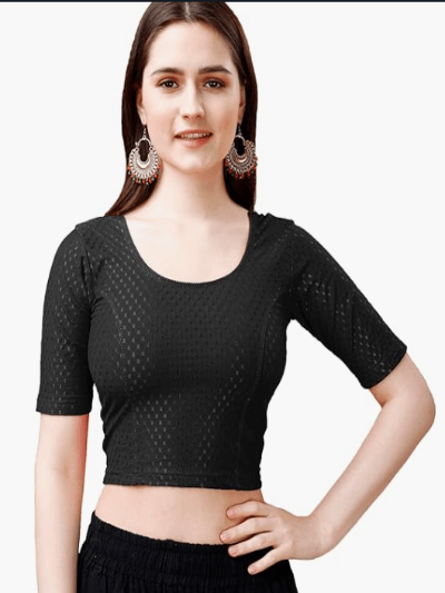 Design Black lycra nonpadded stretchable readymade blouse - BONYHUBblouses
