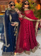 Designer Chinon Silk Embroidered Anarkali Suit Set - BONYHUBSALWAR KAMEEZ