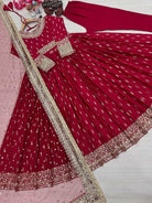 Designer Chinon Silk Embroidered Anarkali Suit Set - BONYHUBSALWAR KAMEEZ