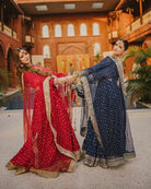 Designer Chinon Silk Embroidered Anarkali Suit Set - BONYHUBSALWAR KAMEEZ