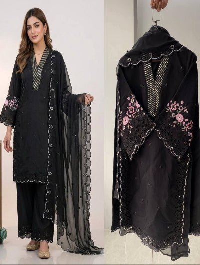 Designer Embroidered Chanderi Suit Set- 4 Colours - BONYHUBSALWAR KAMEEZ