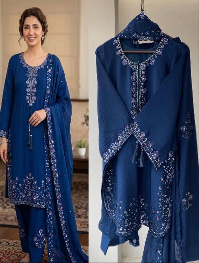Designer Embroidery Sequins Work Farshi Salwar Suit - BONYHUBSALWAR KAMEEZ
