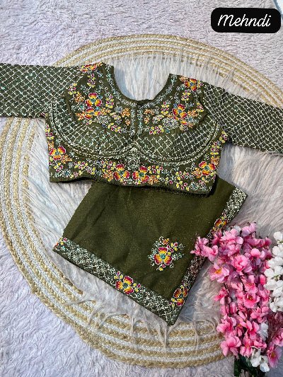 Designer Sari with Free Embroidered Stitched Blouse - BONYHUBSAREE