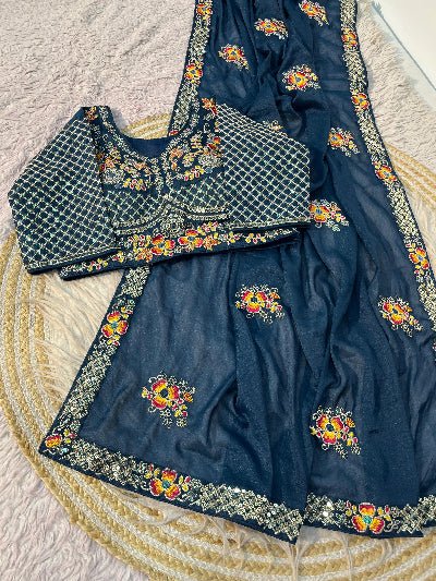 Designer Sari with Free Embroidered Stitched Blouse - BONYHUBSAREE