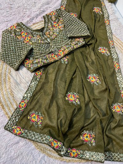 Designer Sari with Free Embroidered Stitched Blouse - BONYHUBSAREE