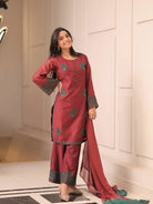 Dusty Maroon Luxurious French Crepe Silk Farshi Suit Set - BONYHUBSALWAR KAMEEZ