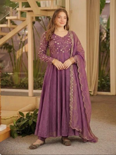 Dusty Mauve Purple Anarkali Suit UK | Women&
