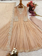 Dusty Pastel Beige Georgette Anarkali Suit Set - BONYHUBSALWAR KAMEEZ