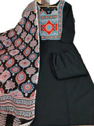 Black Cotton Jaipuri Printed Straight Suit Set - BONYHUBSALWAR KAMEEZ