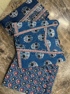 Blue Cotton Angharakha Style Anarkali Suit - BONYHUBSALWAR KAMEEZ