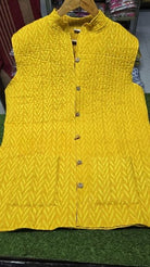 Yellow Cotton Kurti Pant With Quilted Warm Jacket - BONYHUBSALWAR KAMEEZ