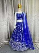 Electric Blue Georgette Zari Embroidered Lehenga Choli Set - BONYHUBSALWAR KAMEEZ