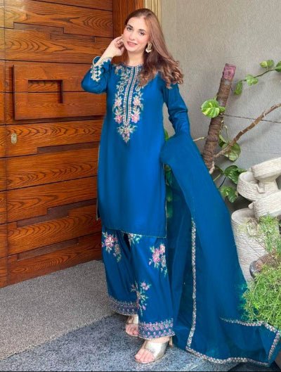 Embroidered Ethnic Wear Farshi Suit Set - BONYHUBSALWAR KAMEEZ