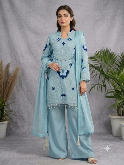 Embroidered Soft Organza Palazzo Suit for Women | Asian Ethnic Wear UK - BONYHUBSALWAR KAMEEZ