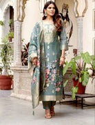 Emerald Green Floral Chanderi Jacquard Salwar Suit Set - BONYHUBSALWAR KAMEEZ