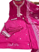 Pink Pure Cotton Embroidered Yoke Straight Suit Set - BONYHUBSALWAR KAMEEZ