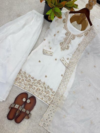 Festive Designer Embroidery Beads Work Sharara Palazzo Set- 5 Colours - BONYHUBSALWAR KAMEEZ