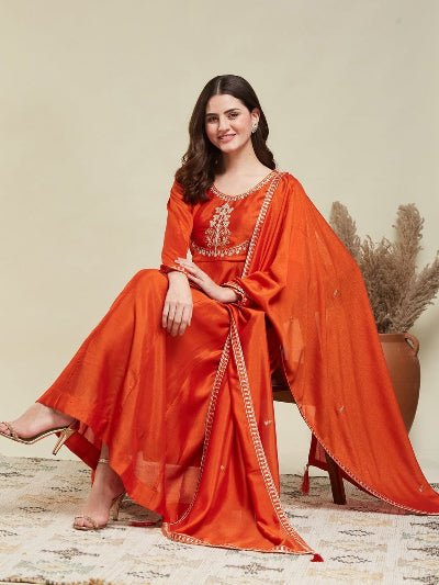 Festive Embroidery Work Anarkali Suit Set - BONYHUBSALWAR KAMEEZ