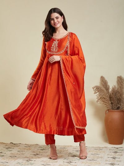 Festive Embroidery Work Anarkali Suit Set - BONYHUBSALWAR KAMEEZ