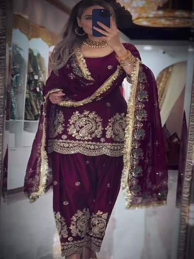 Festive Sequence Embroidery Farshi Suit - BONYHUBSALWAR KAMEEZ
