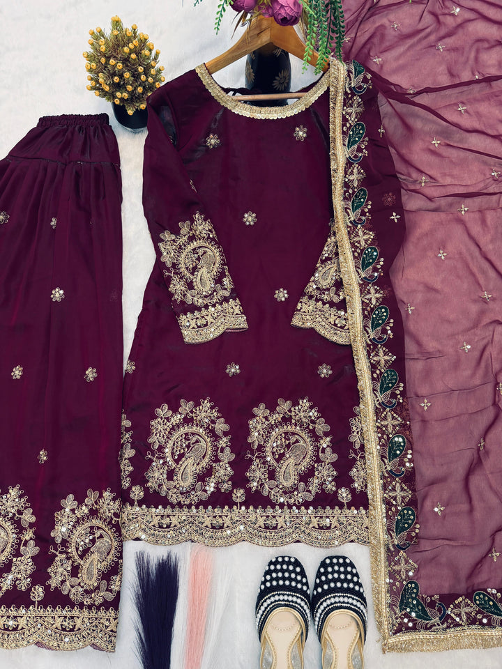 Festive Sequence Embroidery Farshi Suit - BONYHUBSALWAR KAMEEZ